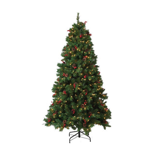6.5' SCOTS PINE W/BERRIES AND PINE CONE PRELIT TREE